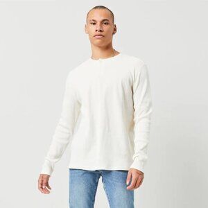 Forever 21 Men’s Henley Thermal Top (Cream, XL)